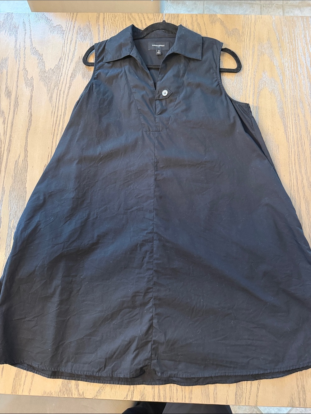 Banana Republic Black Sleeveless Collared A-Line  dress